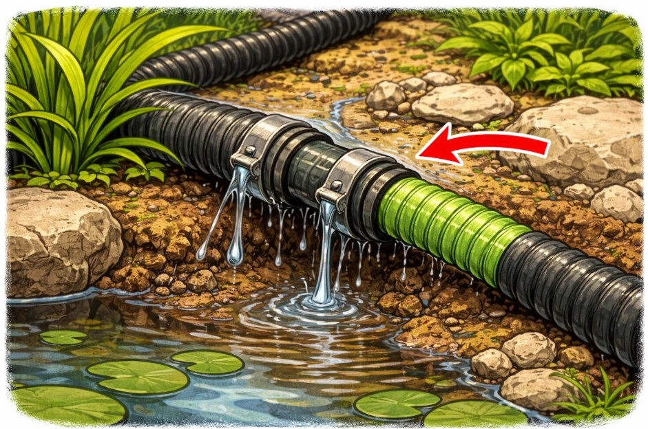 Undichte Schlauchverbindungen außerhalb der Abdichtung ersetzen