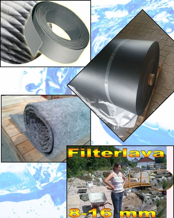 Teichfolie, Vlies und Substrat als Baumaterial für einen Filterteich