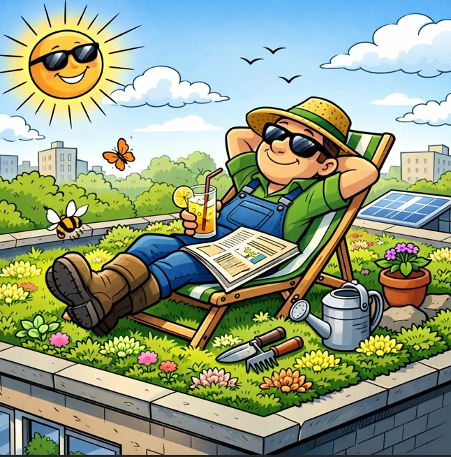 Extensive Dachbegrünungen benötigen nur wenig Pflege.