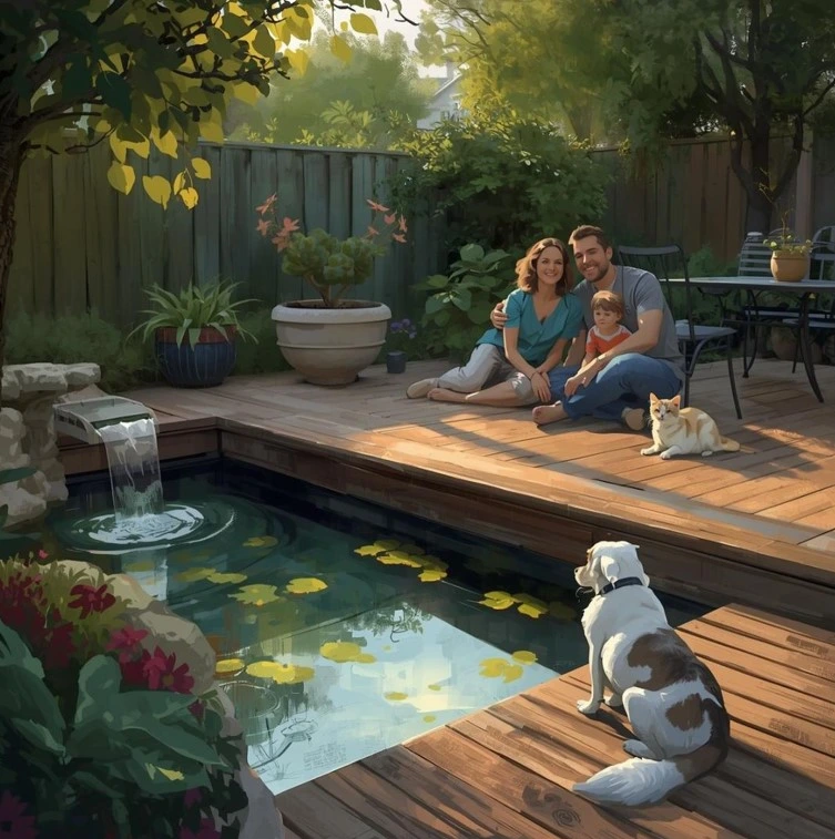 Rutschfeste Stegbohlen aus Recyclingkunststoff für Terrassen und Teichanlagen