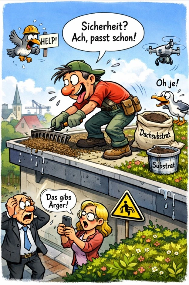 Arbeiten ohne sicherung auf dem Dach vermeiden