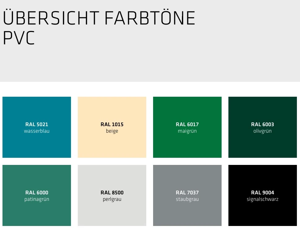 PVC Teichfolie Farbkarte