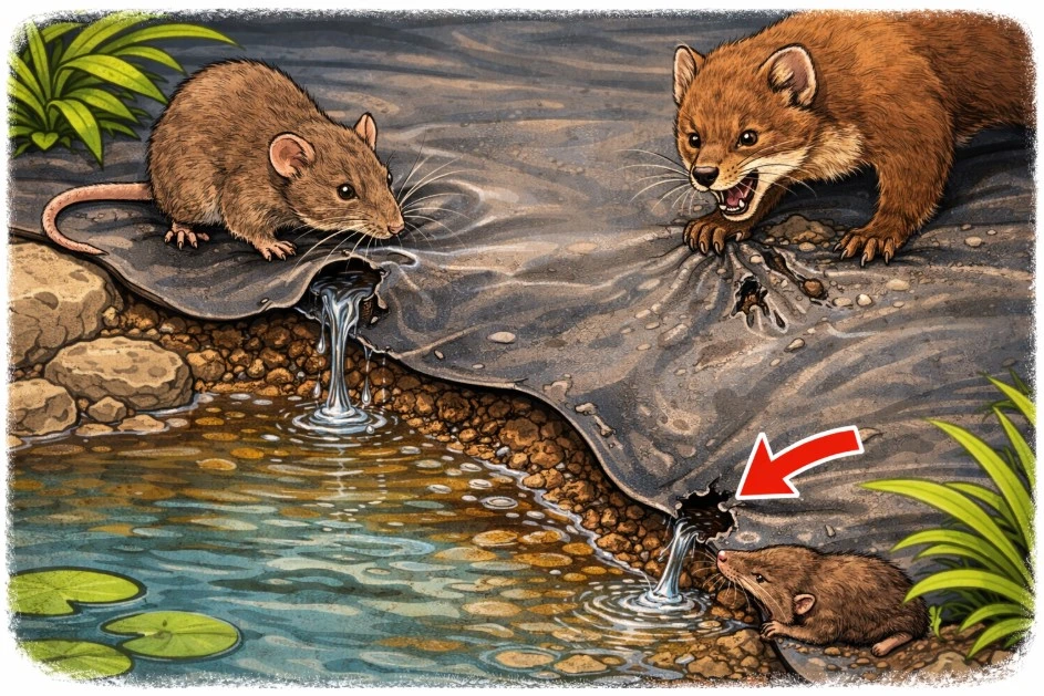 Nagetiere und Teichfolie sind nicht immer beste Freunde