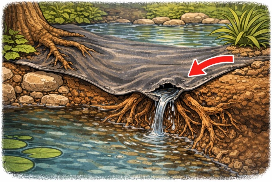 Ein stabiles Teichvlies ist beim Teichbau immer notwendig